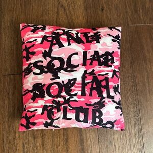 Pink Camo Anti Social Social Club Graphic Decorative Pillow